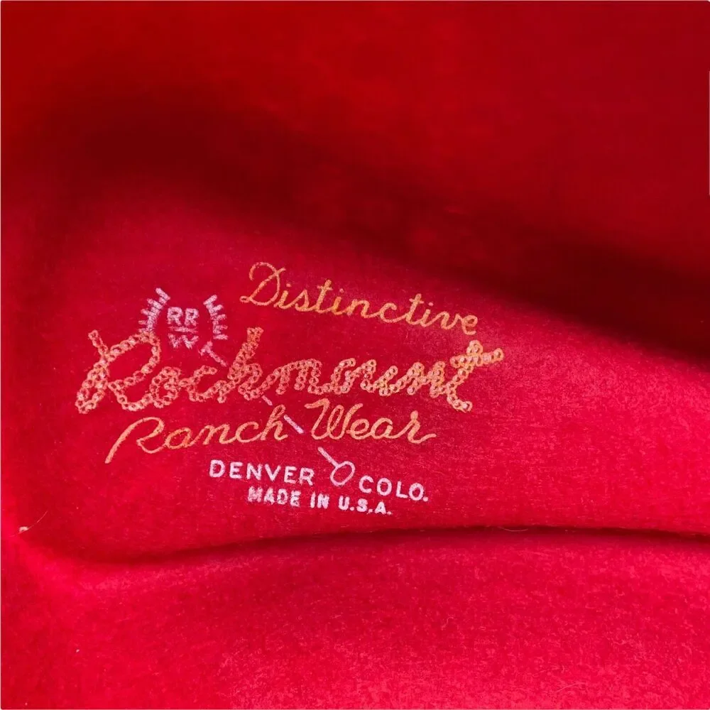 Cowgirl Hat Vintage Rockmount Ranchwear Womens Red Fitted Wide Brim Size 6 7/8 - Picture 9 of 16
